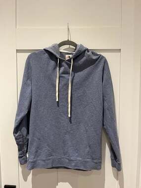 Duck Head Men's Blue Double-Face Knit Hooded Pullover Sweatshirt- Medium